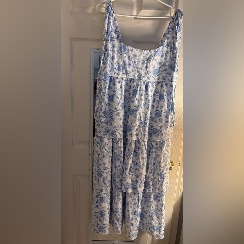 Floral Blue and White Dress